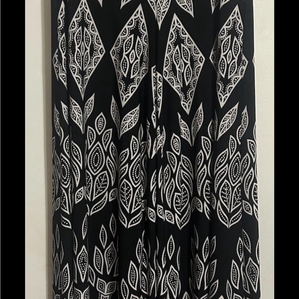 Coco Bianco Black and White Women’s Boho Palazzo Wide Leg Pants Waistband Small